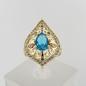 18k Over Sterling Fancy Topaz Ring